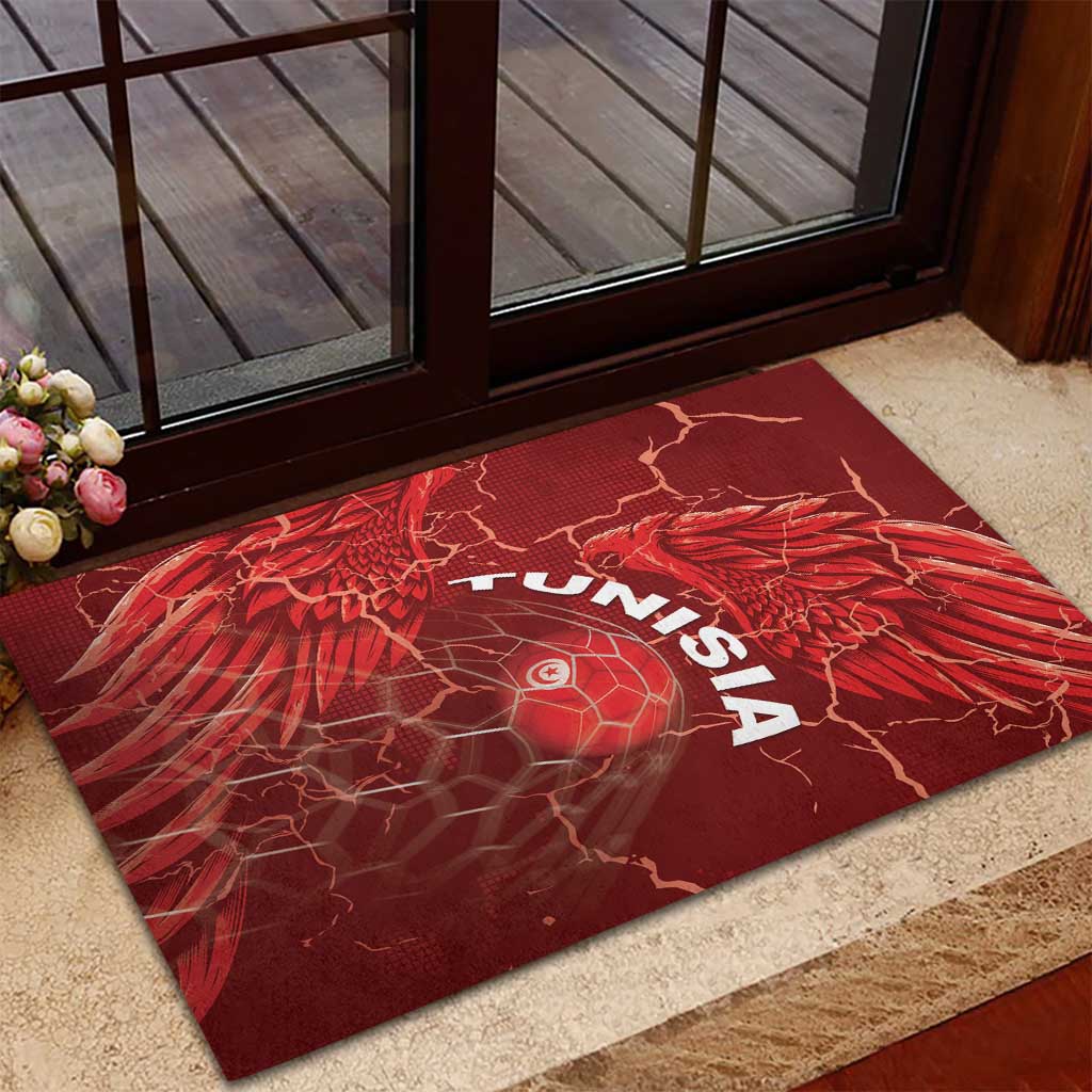 Tunisia Football Rubber Doormat Eagle Cracked Texture Athletic