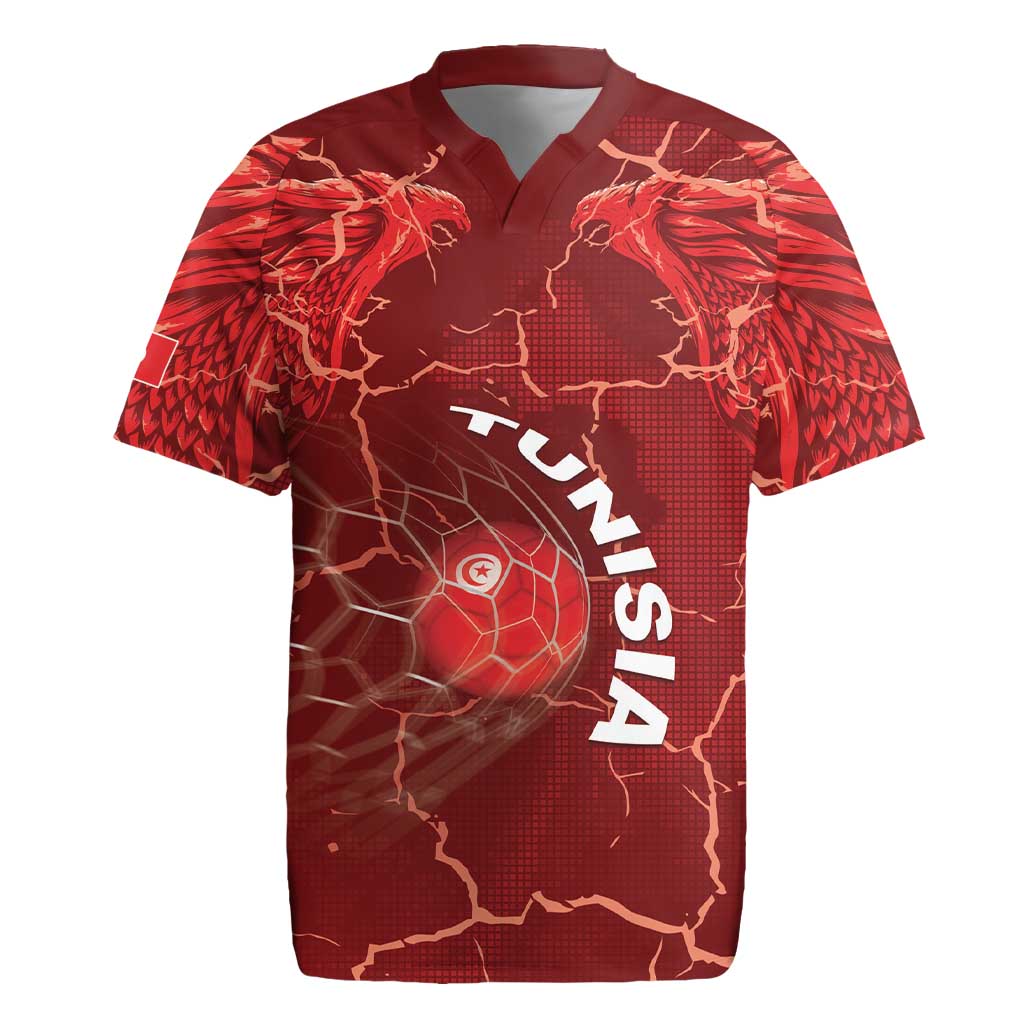 Custom Tunisia Football Rugby Jersey Eagle Cracked Texture Athletic