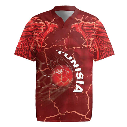 Custom Tunisia Football Rugby Jersey Eagle Cracked Texture Athletic