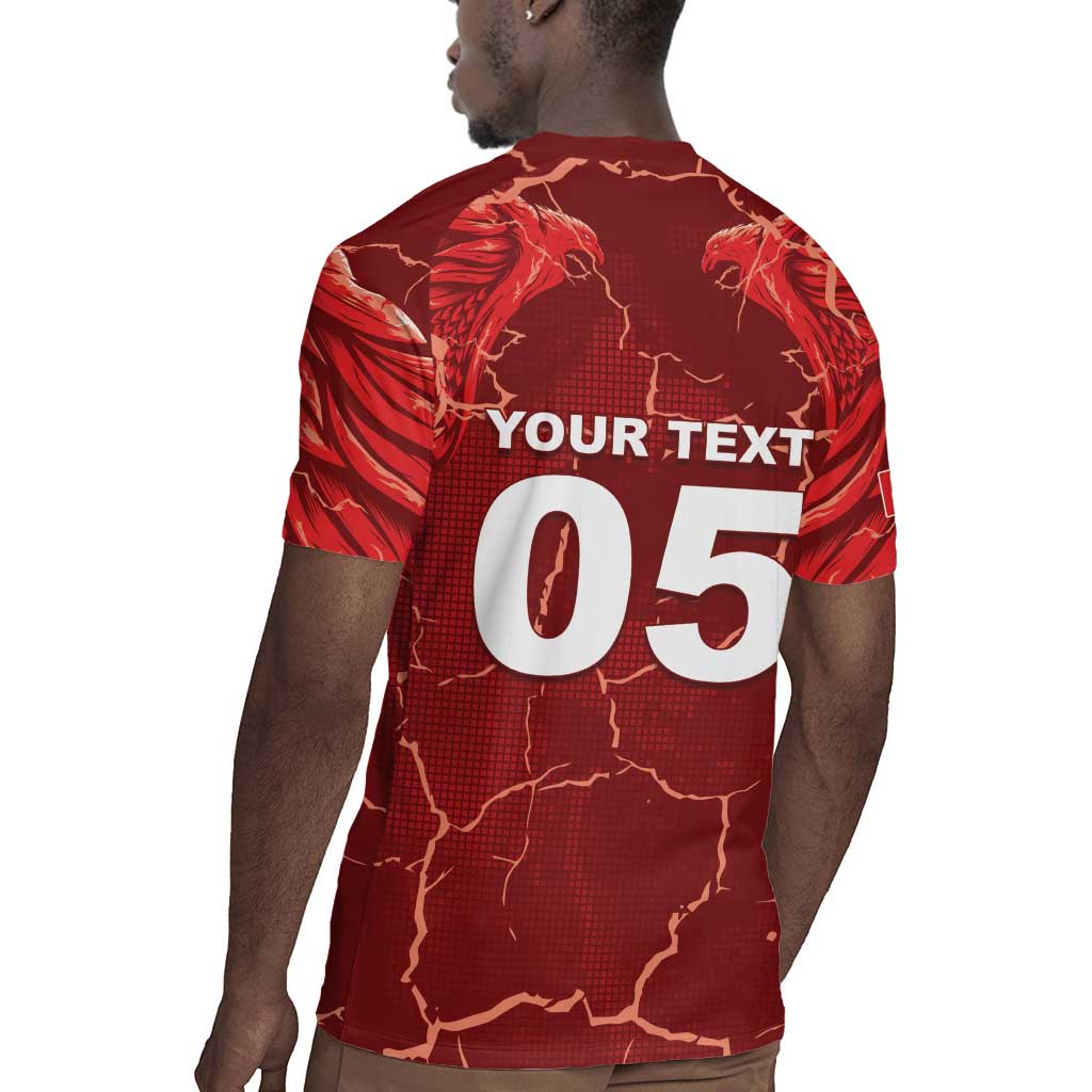 Custom Tunisia Football Rugby Jersey Eagle Cracked Texture Athletic