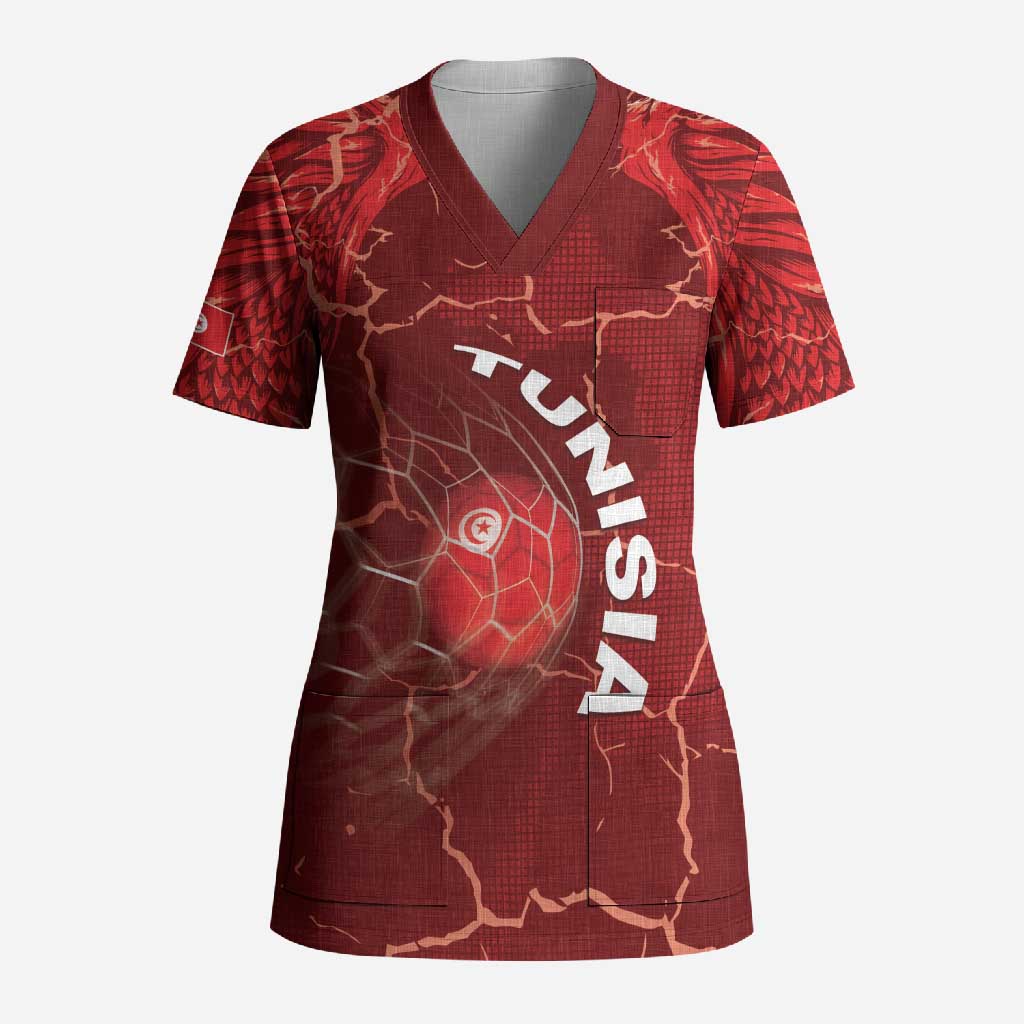 Custom Tunisia Football Scrub Top Eagle Cracked Texture Athletic