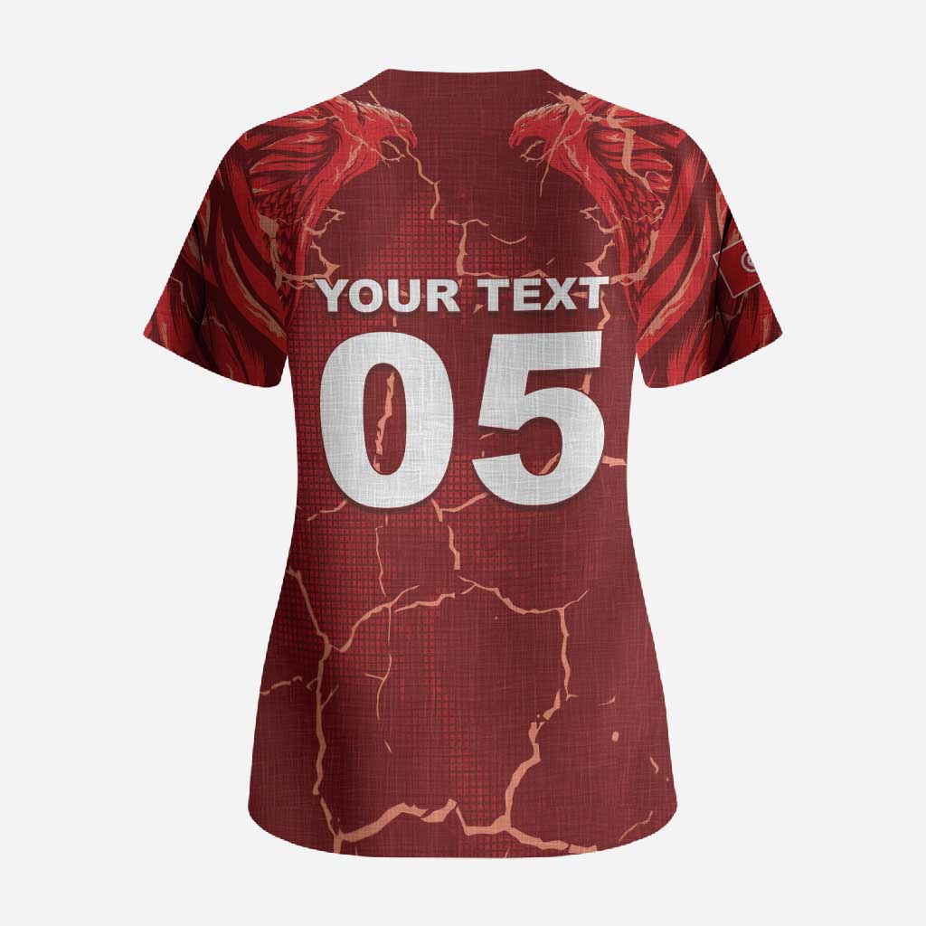 Custom Tunisia Football Scrub Top Eagle Cracked Texture Athletic