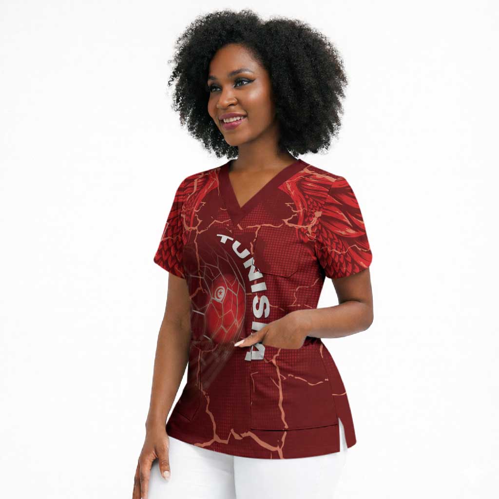Custom Tunisia Football Scrub Top Eagle Cracked Texture Athletic