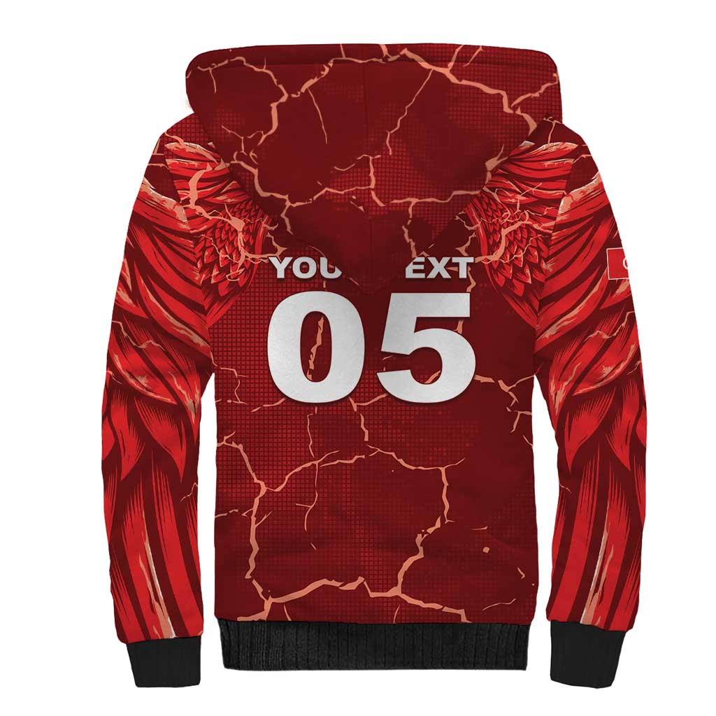 Custom Tunisia Football Sherpa Hoodie Eagle Cracked Texture Athletic