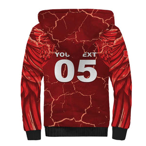 Custom Tunisia Football Sherpa Hoodie Eagle Cracked Texture Athletic