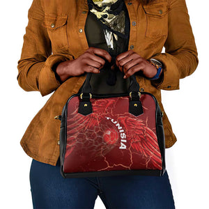 Tunisia Football Shoulder Handbag Eagle Cracked Texture Athletic