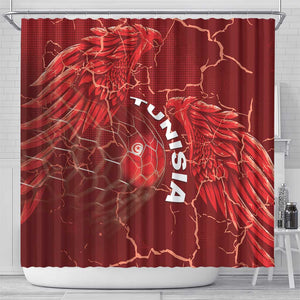Tunisia Football Shower Curtain Eagle Cracked Texture Athletic