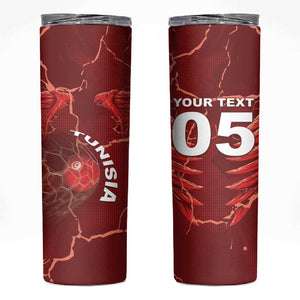Custom Tunisia Football Skinny Tumbler Eagle Cracked Texture Athletic