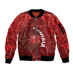 Custom Tunisia Football Sleeve Zip Bomber Jacket Eagle Cracked Texture Athletic
