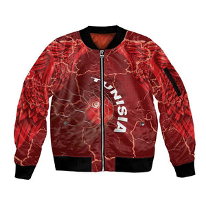 Custom Tunisia Football Sleeve Zip Bomber Jacket Eagle Cracked Texture Athletic