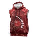 Custom Tunisia Football Sleeveless Hoodie Eagle Cracked Texture Athletic