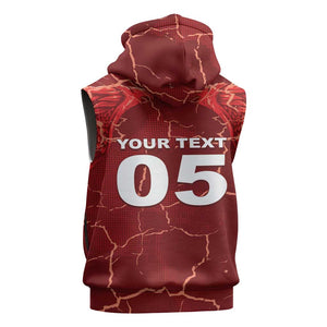 Custom Tunisia Football Sleeveless Hoodie Eagle Cracked Texture Athletic