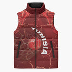 Custom Tunisia Football Sleeveless Puffer Jacket Eagle Cracked Texture Athletic