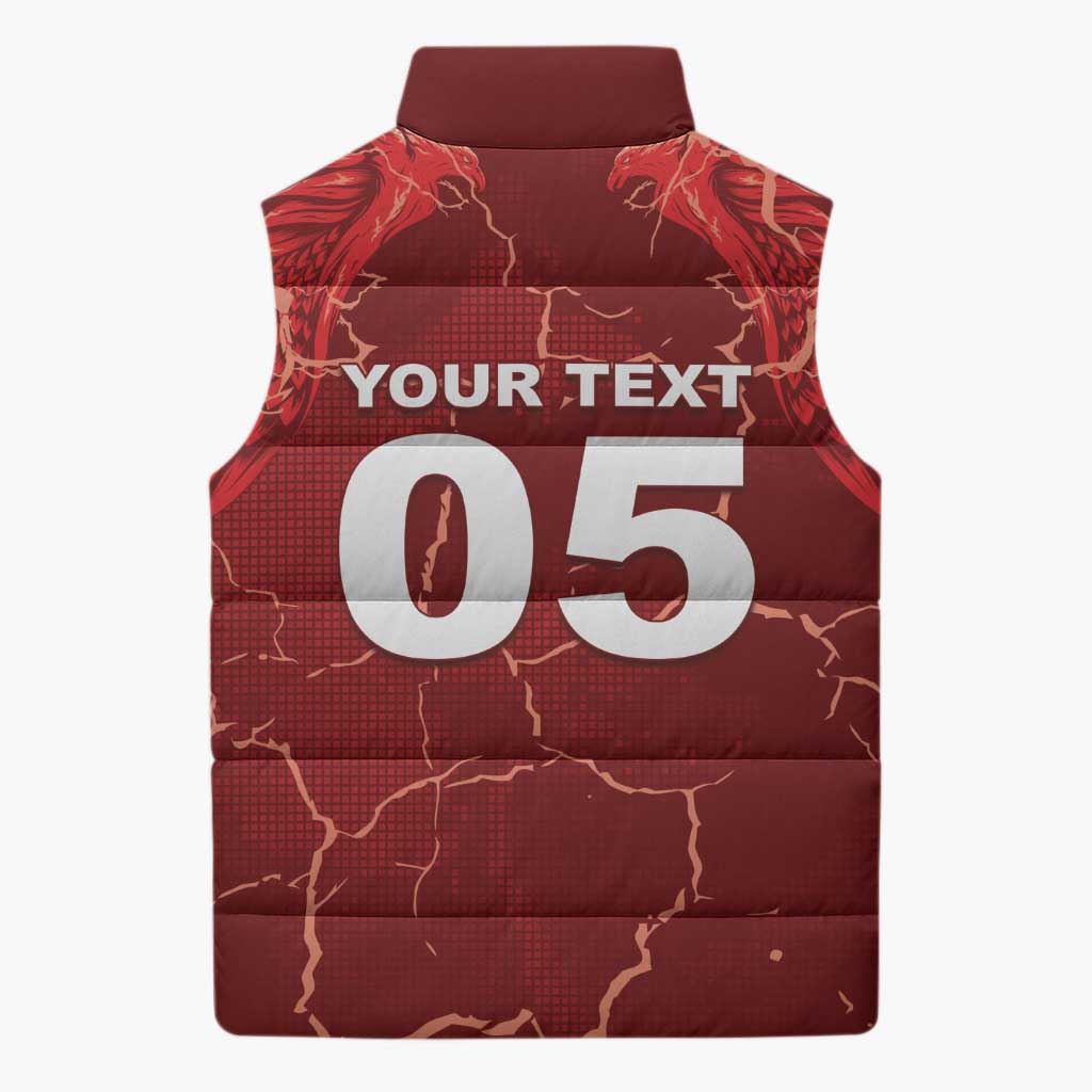 Custom Tunisia Football Sleeveless Puffer Jacket Eagle Cracked Texture Athletic