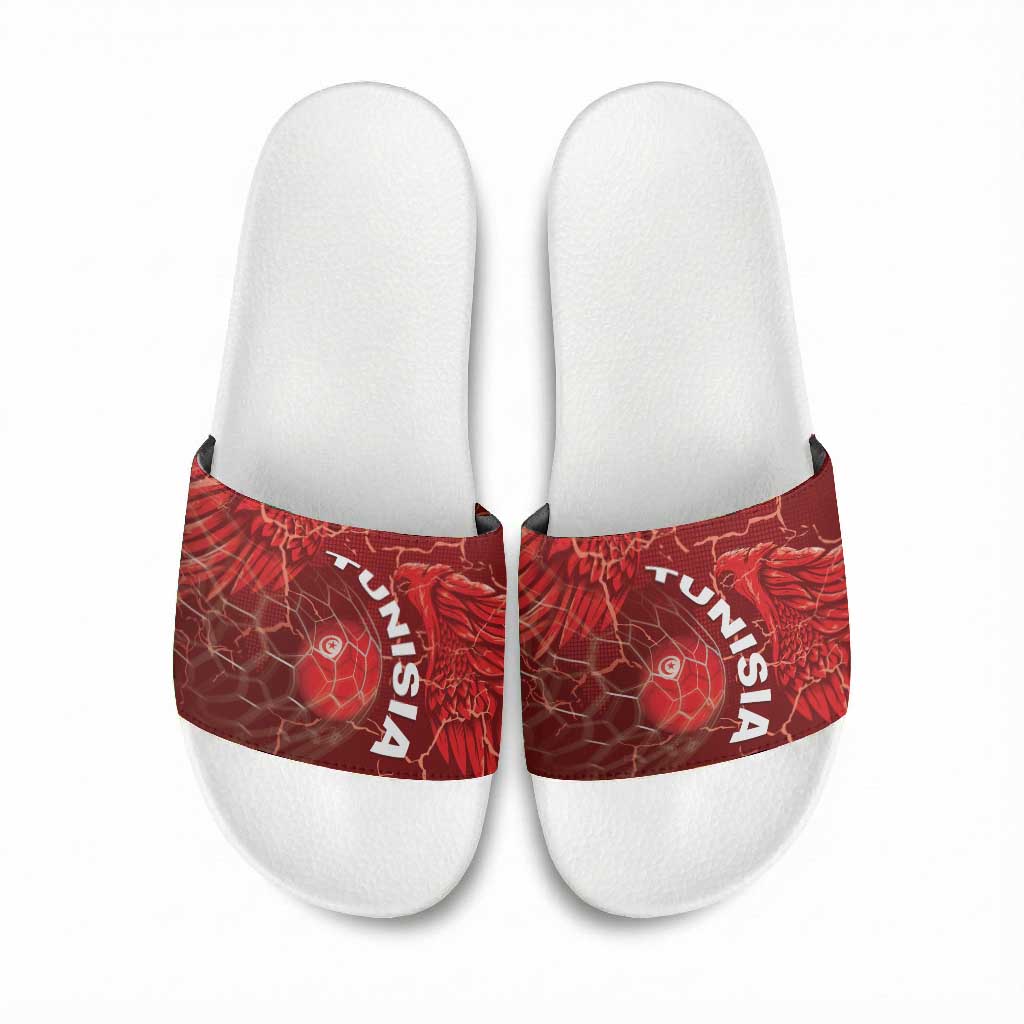 Tunisia Football Slide Sandals Eagle Cracked Texture Athletic