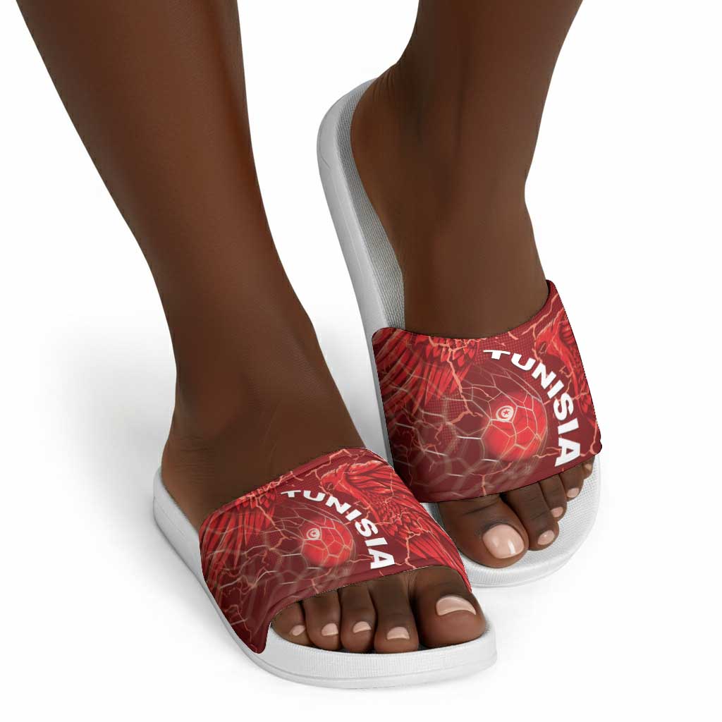 Tunisia Football Slide Sandals Eagle Cracked Texture Athletic