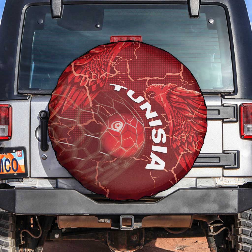 Tunisia Football Spare Tire Cover Eagle Cracked Texture Athletic