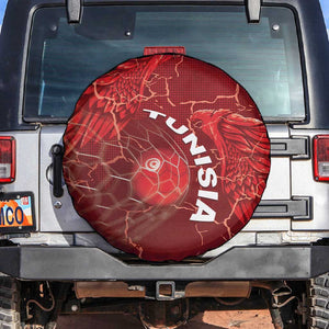Tunisia Football Spare Tire Cover Eagle Cracked Texture Athletic