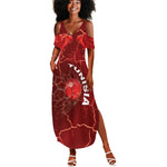 Custom Tunisia Football Summer Maxi Dress Eagle Cracked Texture Athletic