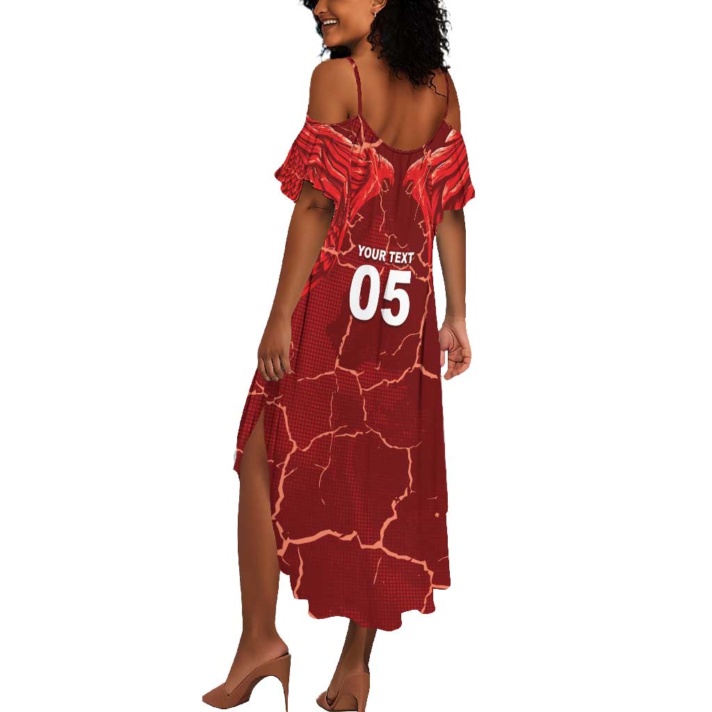 Custom Tunisia Football Summer Maxi Dress Eagle Cracked Texture Athletic