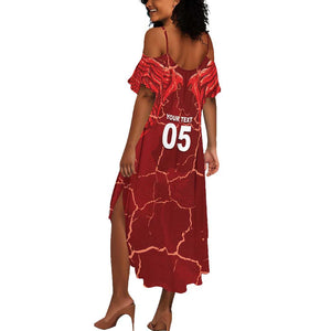 Custom Tunisia Football Summer Maxi Dress Eagle Cracked Texture Athletic