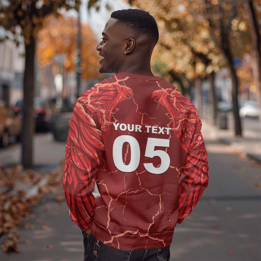 Custom Tunisia Football Sweatshirt Eagle Cracked Texture Athletic