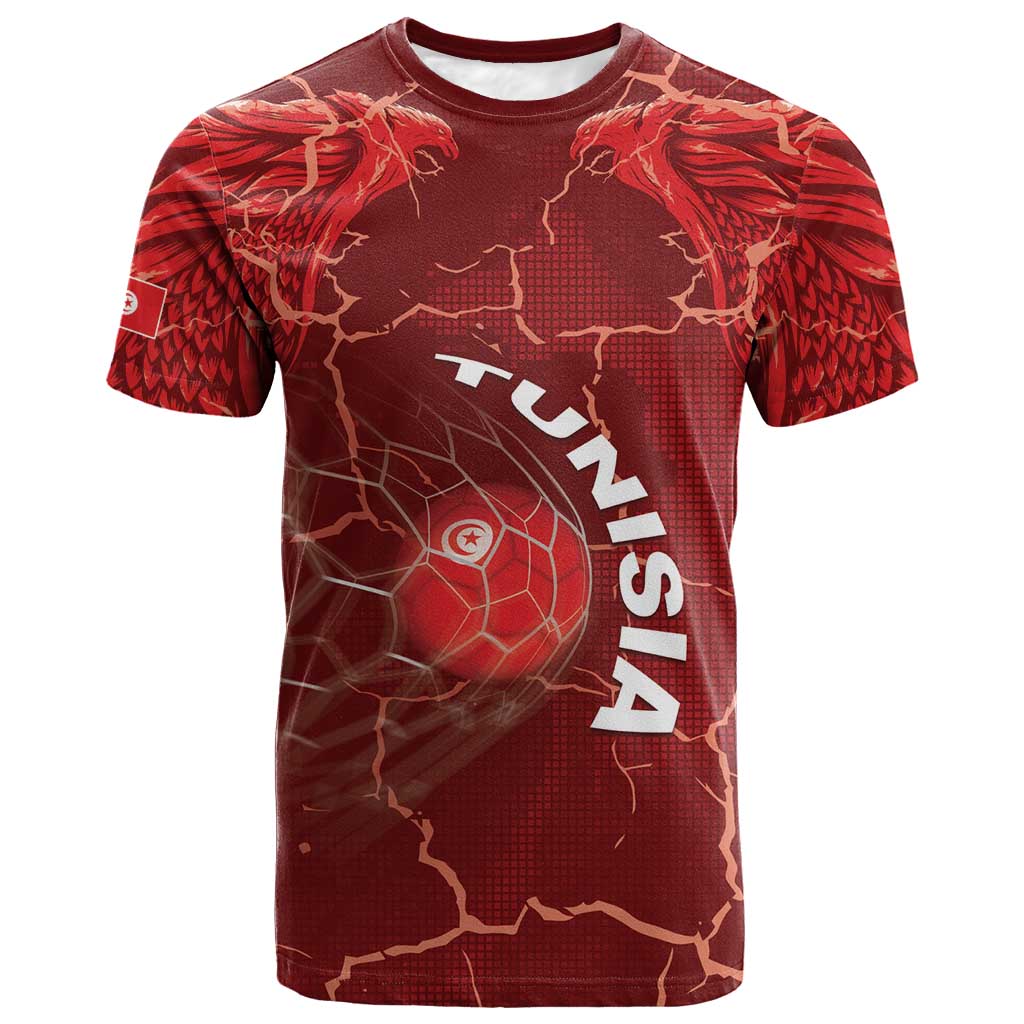 Custom Tunisia Football T shirt Eagle Cracked Texture Athletic