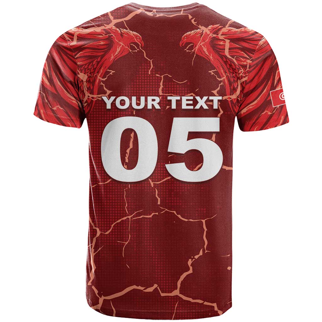 Custom Tunisia Football T shirt Eagle Cracked Texture Athletic