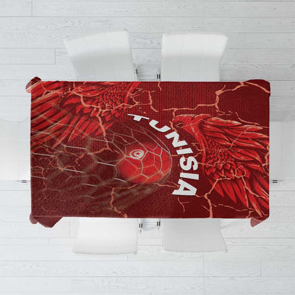 Tunisia Football Tablecloth Eagle Cracked Texture Athletic
