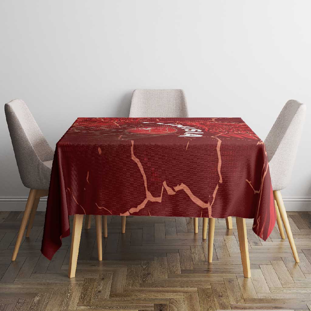 Tunisia Football Tablecloth Eagle Cracked Texture Athletic