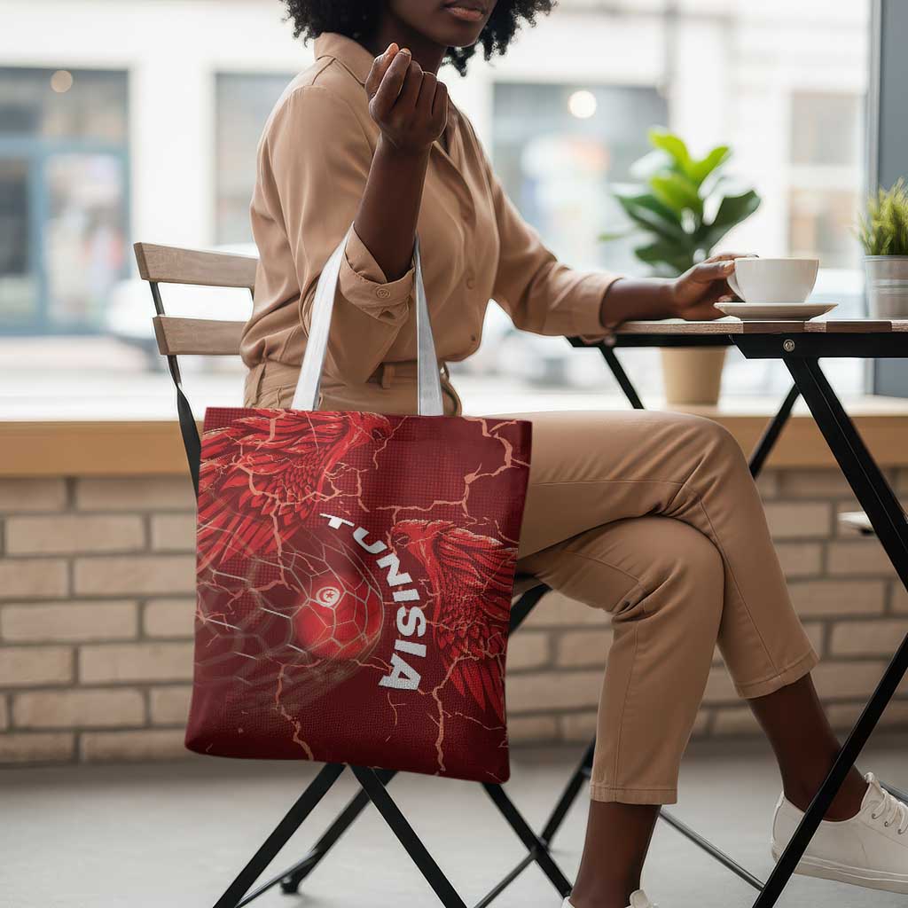 Tunisia Football Tote Bag Eagle Cracked Texture Athletic