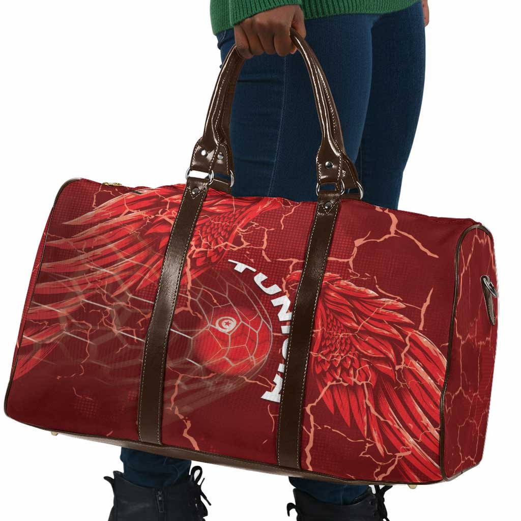 Tunisia Football Travel Bag Eagle Cracked Texture Athletic
