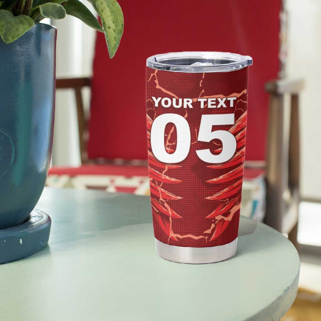 Custom Tunisia Football Tumbler Cup Eagle Cracked Texture Athletic