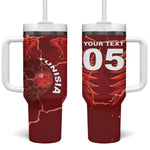 Custom Tunisia Football Tumbler With Handle Eagle Cracked Texture Athletic