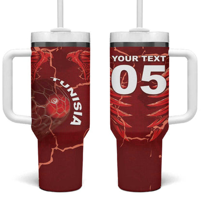 Custom Tunisia Football Tumbler With Handle Eagle Cracked Texture Athletic