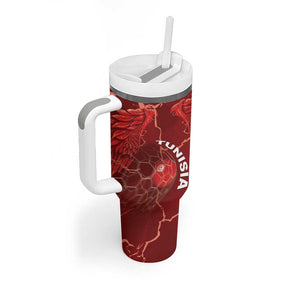 Custom Tunisia Football Tumbler With Handle Eagle Cracked Texture Athletic