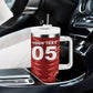 Custom Tunisia Football Tumbler With Handle Eagle Cracked Texture Athletic