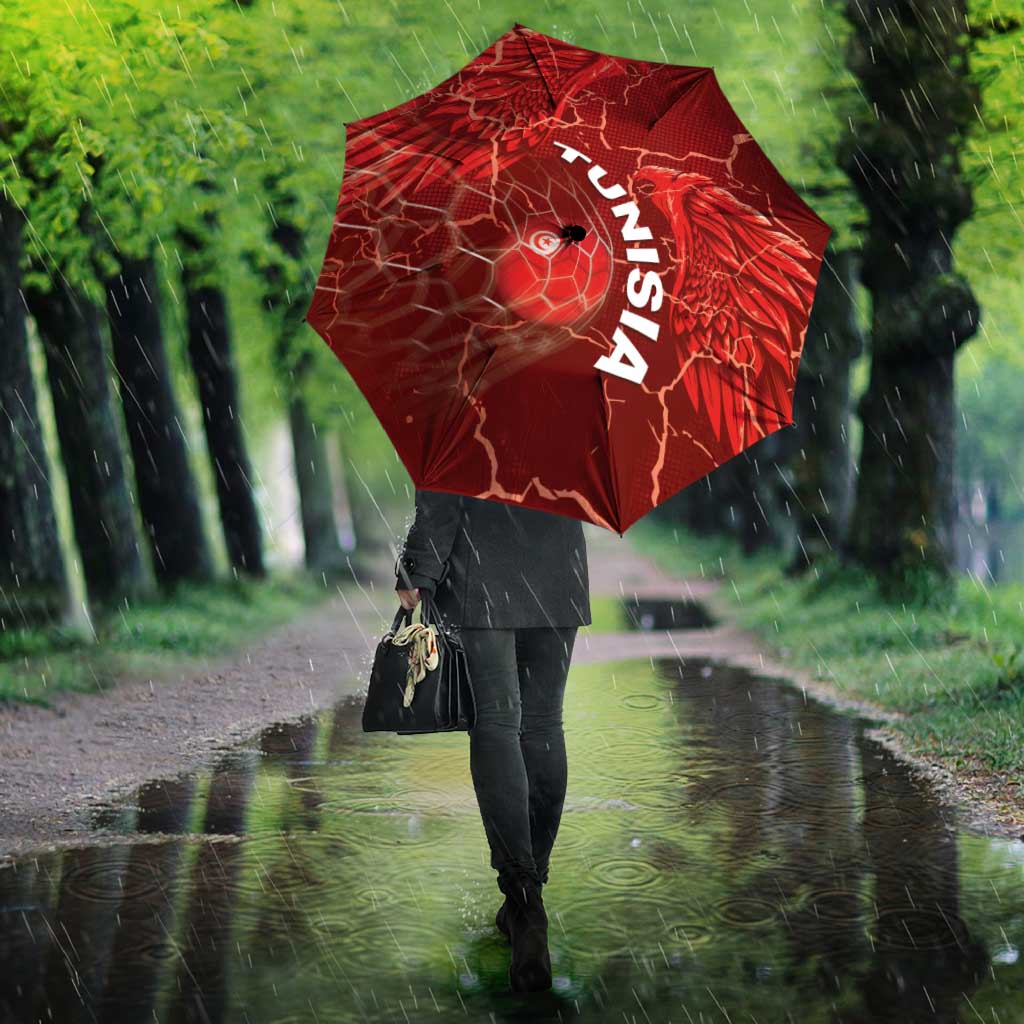 Tunisia Football Umbrella Eagle Cracked Texture Athletic