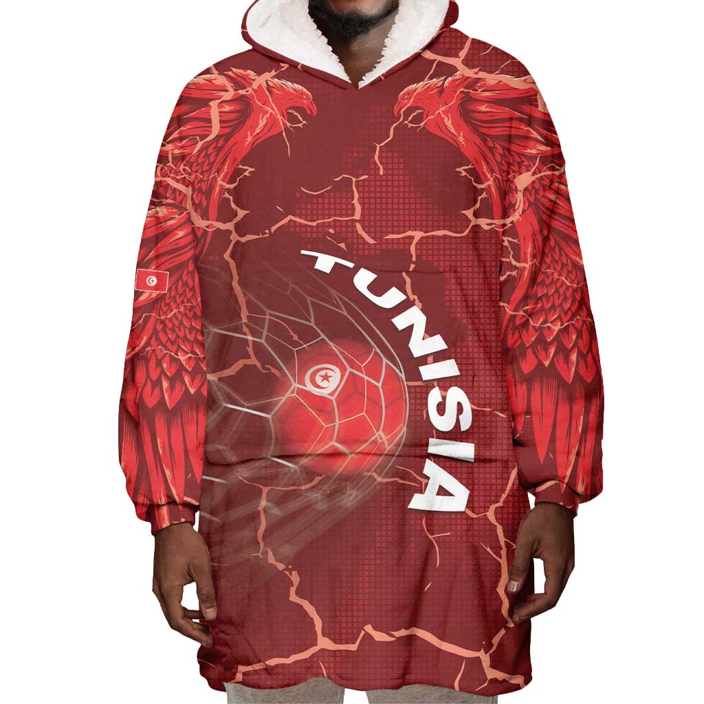Custom Tunisia Football Wearable Blanket Hoodie Eagle Cracked Texture Athletic