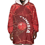 Custom Tunisia Football Wearable Blanket Hoodie Eagle Cracked Texture Athletic