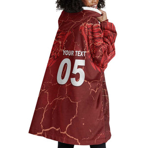 Custom Tunisia Football Wearable Blanket Hoodie Eagle Cracked Texture Athletic