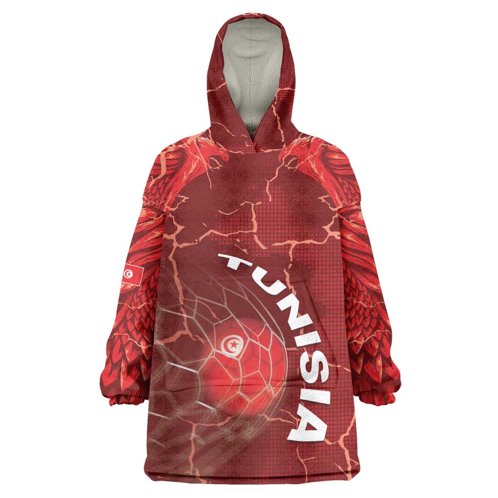 Custom Tunisia Football Wearable Blanket Hoodie Eagle Cracked Texture Athletic