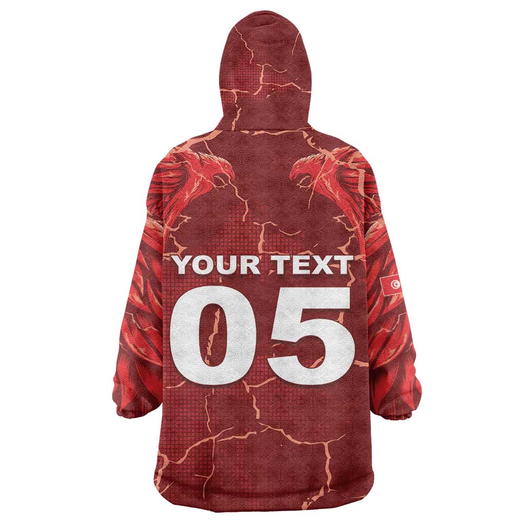Custom Tunisia Football Wearable Blanket Hoodie Eagle Cracked Texture Athletic