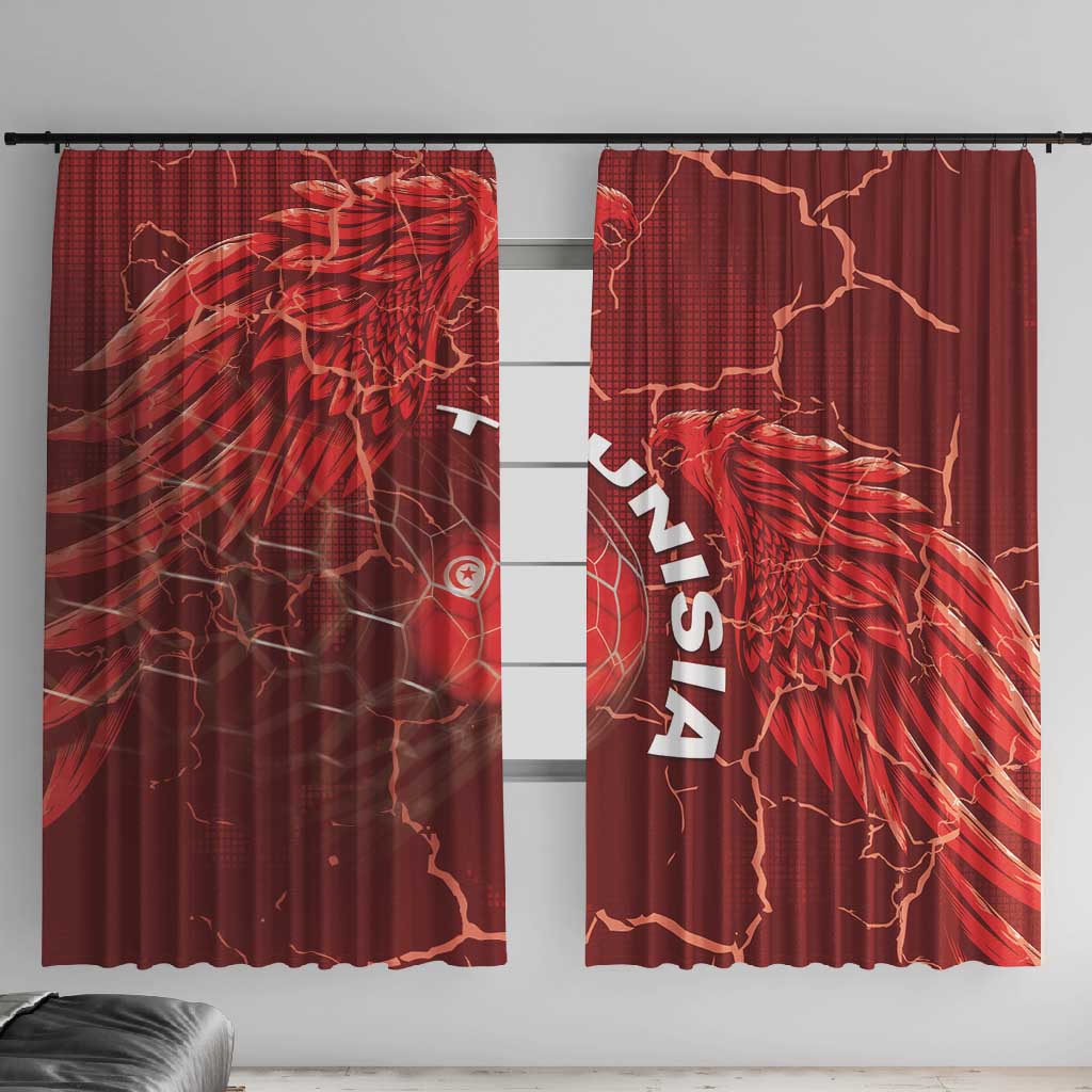 Tunisia Football Window Curtain Eagle Cracked Texture Athletic