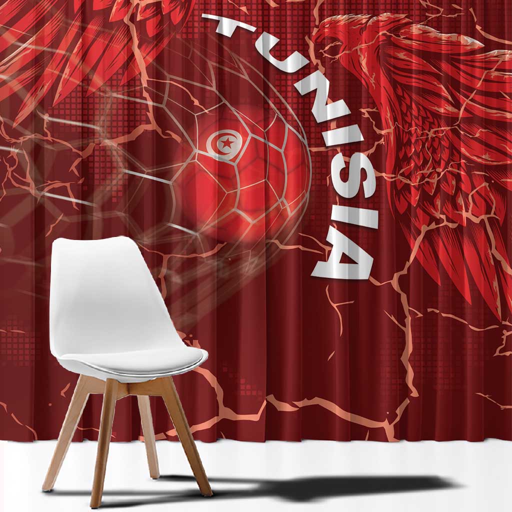 Tunisia Football Window Curtain Eagle Cracked Texture Athletic