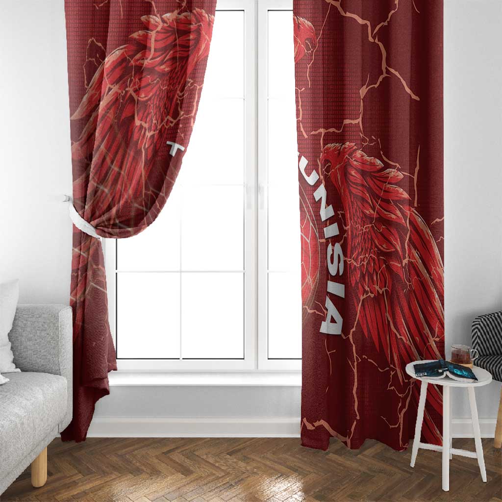 Tunisia Football Window Curtain Eagle Cracked Texture Athletic