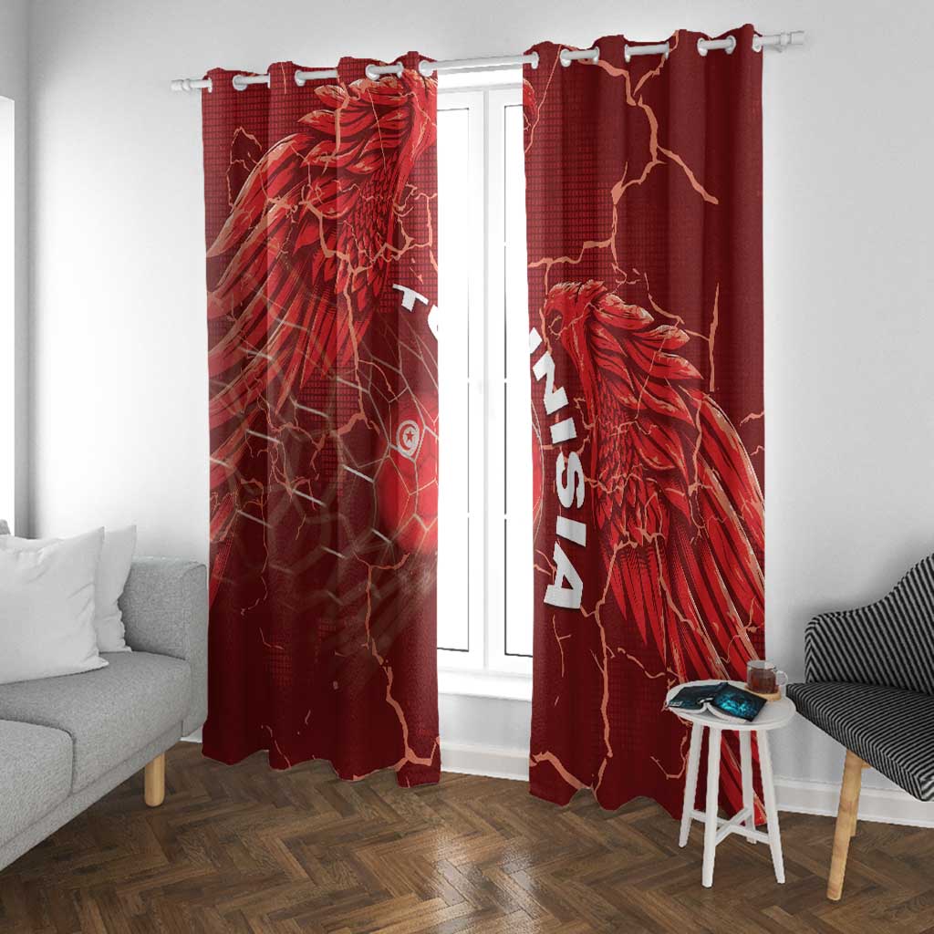 Tunisia Football Window Curtain Eagle Cracked Texture Athletic