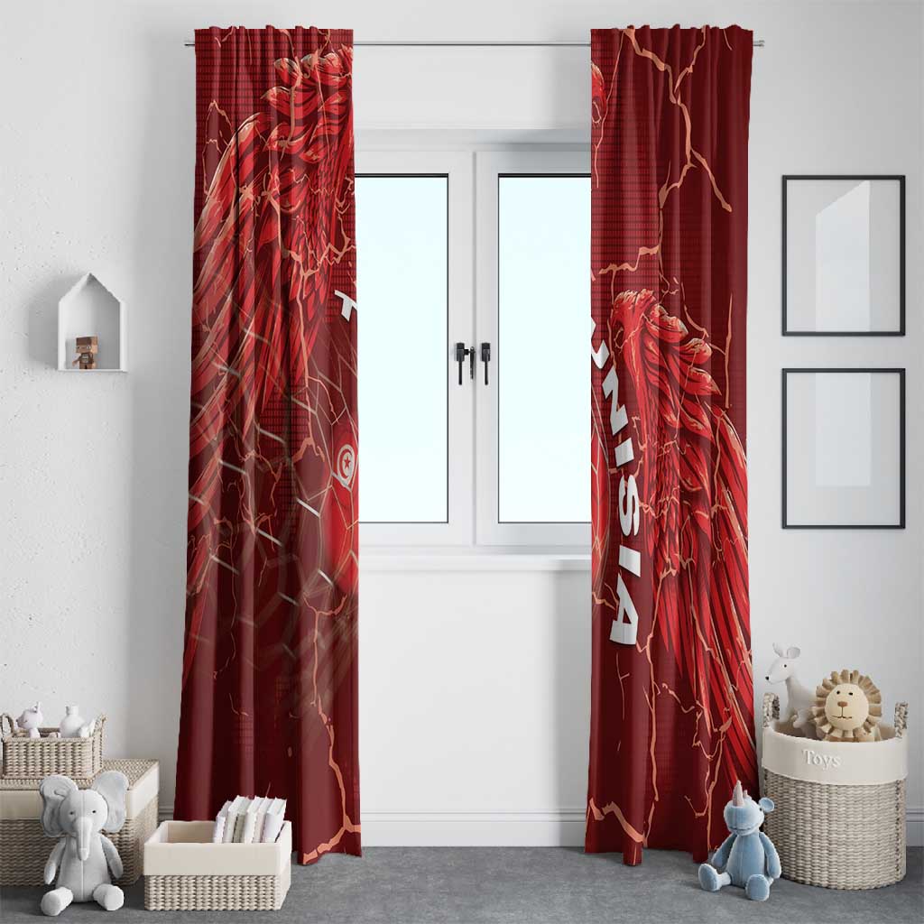 Tunisia Football Window Curtain Eagle Cracked Texture Athletic