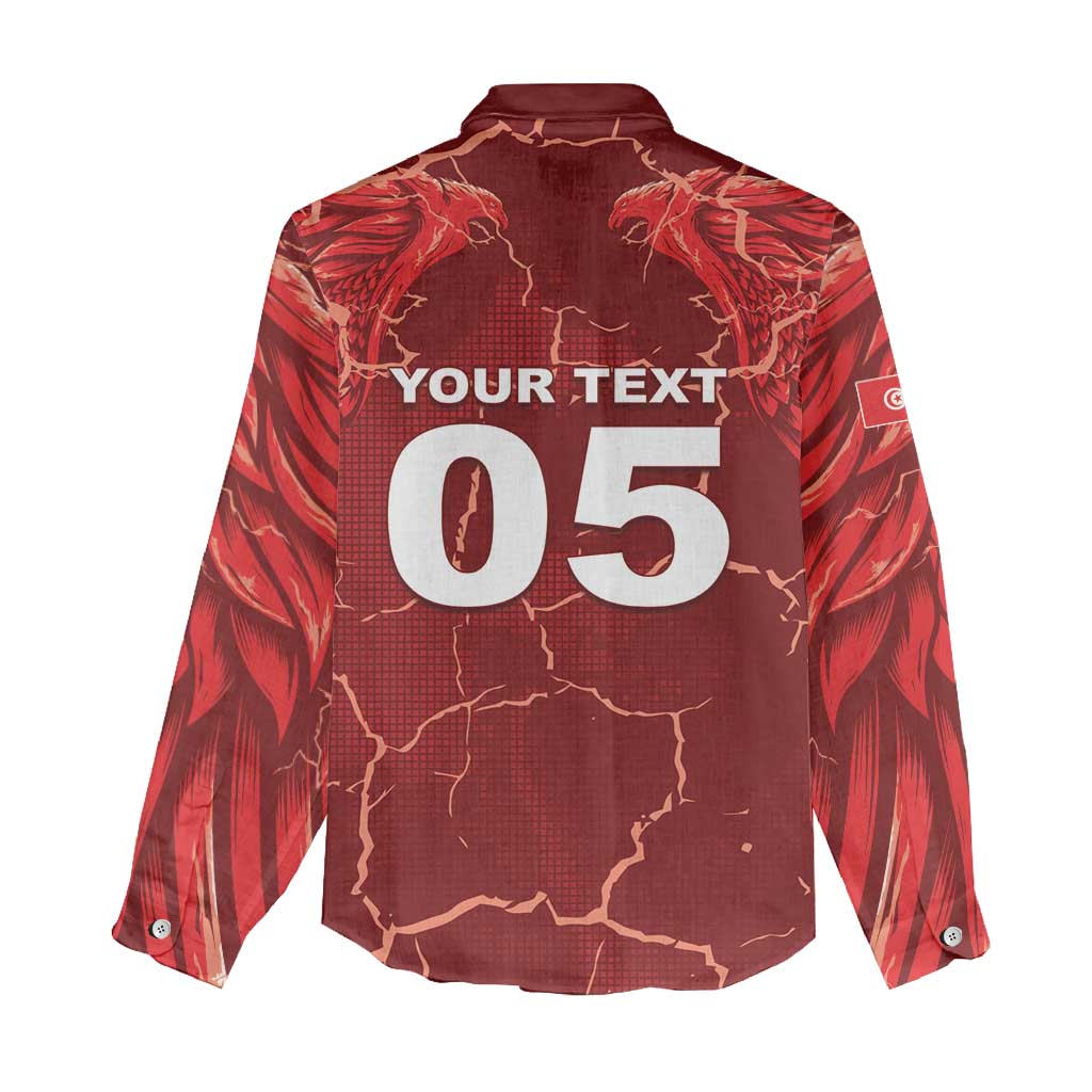 Custom Tunisia Football Women Casual Shirt Eagle Cracked Texture Athletic