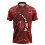 Custom Tunisia Football Zipper Polo Shirt Eagle Cracked Texture Athletic